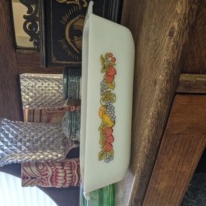 Vintage Anchor Hocking | 5" x 9" | Fruit Harvest Pattern | Milk Glass